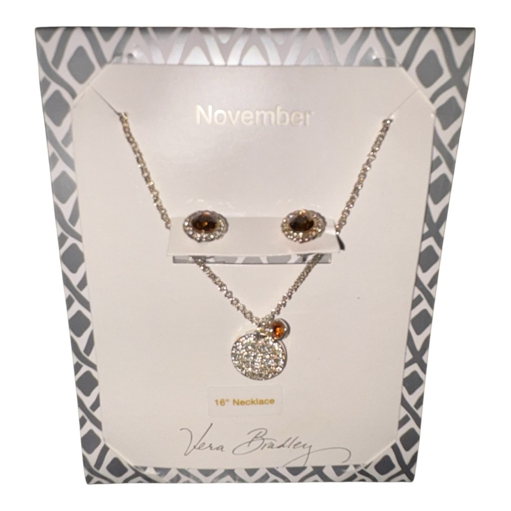 Vera Bradley November Birthstone on silver tone. Necklace & earrings. JB5